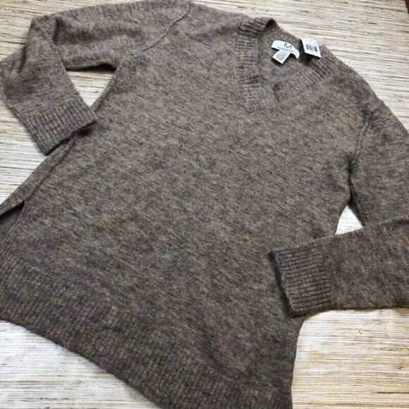 U-10~ Magaschoni Womens Pullover Sweater Gray Heathered Long Sleeve V Neck Sz S - Picture 1 of 3